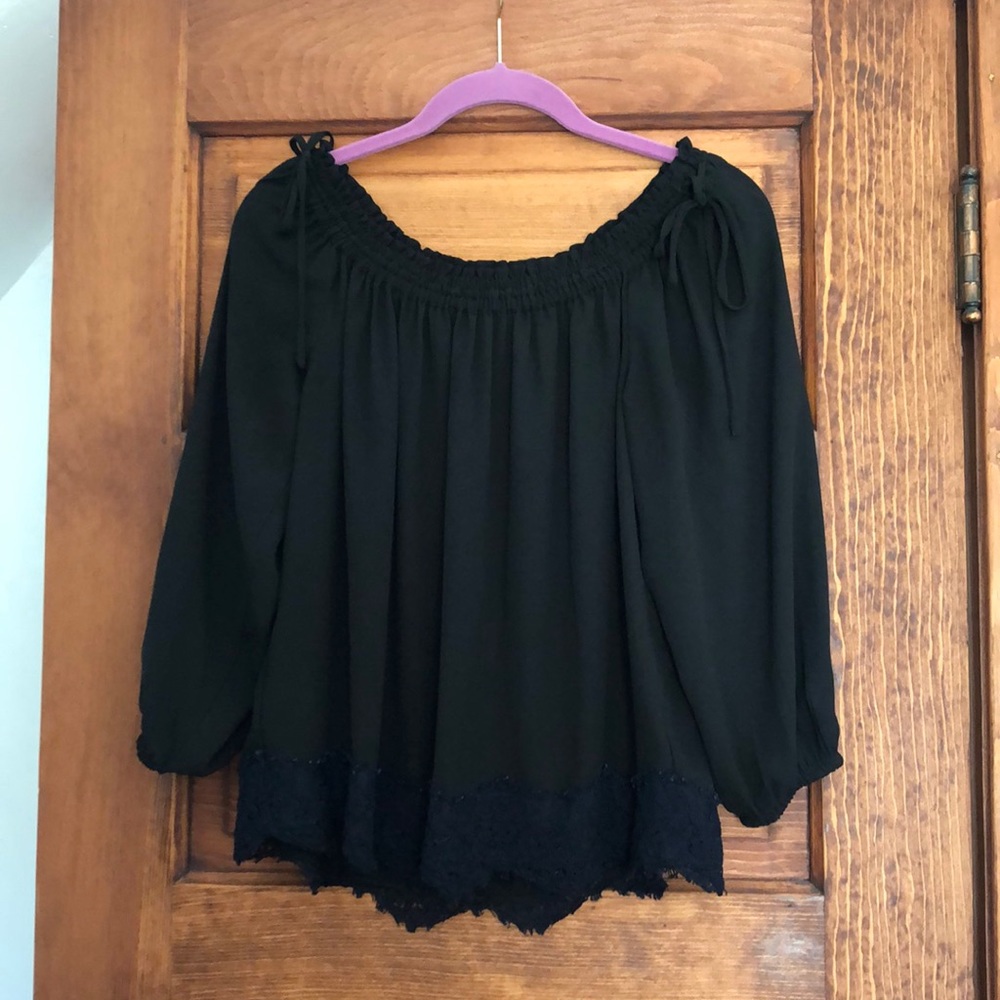 LOFT off the shoulder two toned shirt